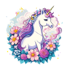 Frühlings-Einhorn mit Blumenkranz