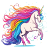 Regenbogen-Einhorn mit leuchtendem Haarschweif