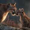 Cougar Mountain Lion Mother & Cub – Pure Love