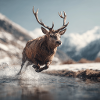 Jumping deer in the Alps