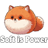 Fluffy panda saying: Soft is power
