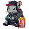 Chinchilla-Gamer mit Popcorn