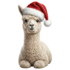 Fluffy alpaca in Christmas look
