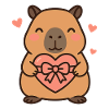 Capybara mit Herzgeschenk – Süßes Valentinsmotiv