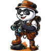 Lustiges Panda-Entdecker-Wandern-Camping-Abenteuer
