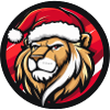 Christmas Lion with Santa Hat