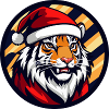 Christmas Tiger in Santa Hat