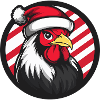 Christmas Rooster with Santa Hat