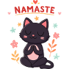 Chat zen Namaste et fleurs pastel