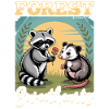 Funny Opossum and Raccoon
