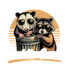 Funny Opossum and Raccoon