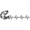 Fish Fishing Fisherman Angler ECG Heartbeat