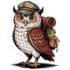 Waldwanderer Eule mit Rucksack