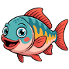 Vivid cartoon fish in retro design