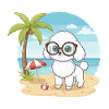 Cute Poodle with Glasses Beach Summer Vacation