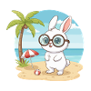 Süßer Hase mit Brille Strandsommerferien