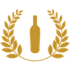 Alkohol-Goldflasche und Lorbeerkranz