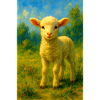 Pastel sheep/lambs in a summery meadow