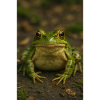 Green frog in focus