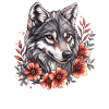 Wolf head with flower ring