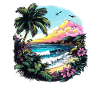 Tropical coast at sunset