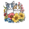 Katzen im Blütenkranz