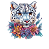 Leopard head with flower wreath