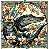 Crocodile in Floral Circle