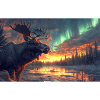 Elch unter Polarlichtern