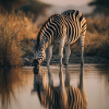 Zebra au Safari Waterhole Reflection Africa