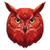 Red Geometry Owl