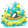 Penguin im Zitroneninselboot