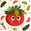 Cheerful tomato with herb crown