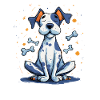 Blue Dog Cartoon with Bone