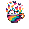 Regenbogenkatze im Becher