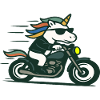 Fast Biker einhornfahrende Motorrad-Maskottchen-Kunst