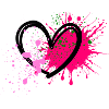 Neon splatter heart on black