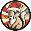Winter Squirrel with Santa Hat