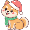 Shiba Noël en bonnet et écharpe