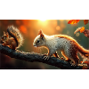 Autumn Squirrel Golden Hour Cute Nature