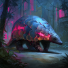 Cyberpunk Pangolin Neon Jungle Sci-Fi Art