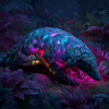 Cyberpunk Pangolin Jungle Science-Fi Art Néon