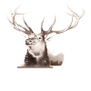 Majestic reindeer and geometric mountains