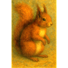 Red Squirrel in Classic Oil Painting