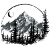 Mountain Silhouette with Pines
