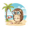 Süßer Igel mit Brille Strand-Sommerurlaub
