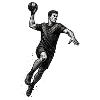 Dynamischer Handballer in Schwarzillustration