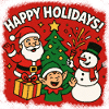 Happy Holidays Trio Christmas Scene
