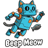 Blauer Roboterkater Beep Meow