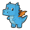 Cute cartoon blue dragon - dinosaur